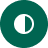 Ícone de contraste visual em branco sobre fundo verde, representando modo de alto contraste para aumentar a legibilidade.